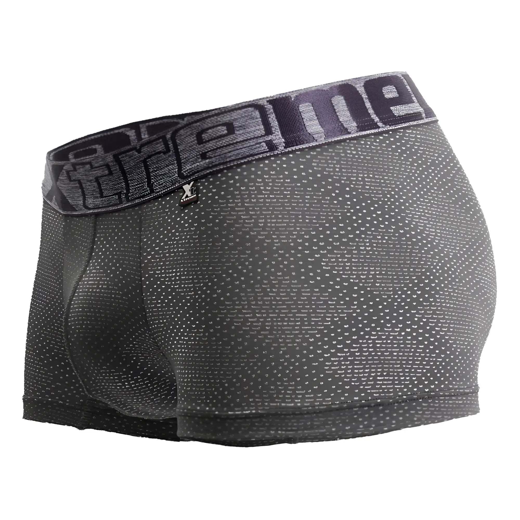Dark gray xtremen 54446c jacquard stripes men’s boxer briefs with subtle dotted texture and extreme elastic waistband