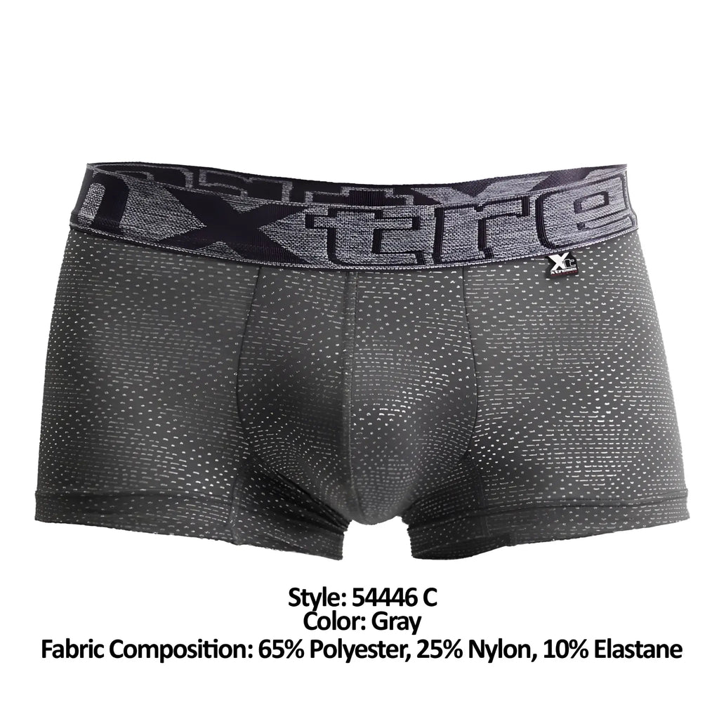 Gray xtremen 54446c jacquard stripes boxer briefs with textured dotted pattern and xtreme logo waistband