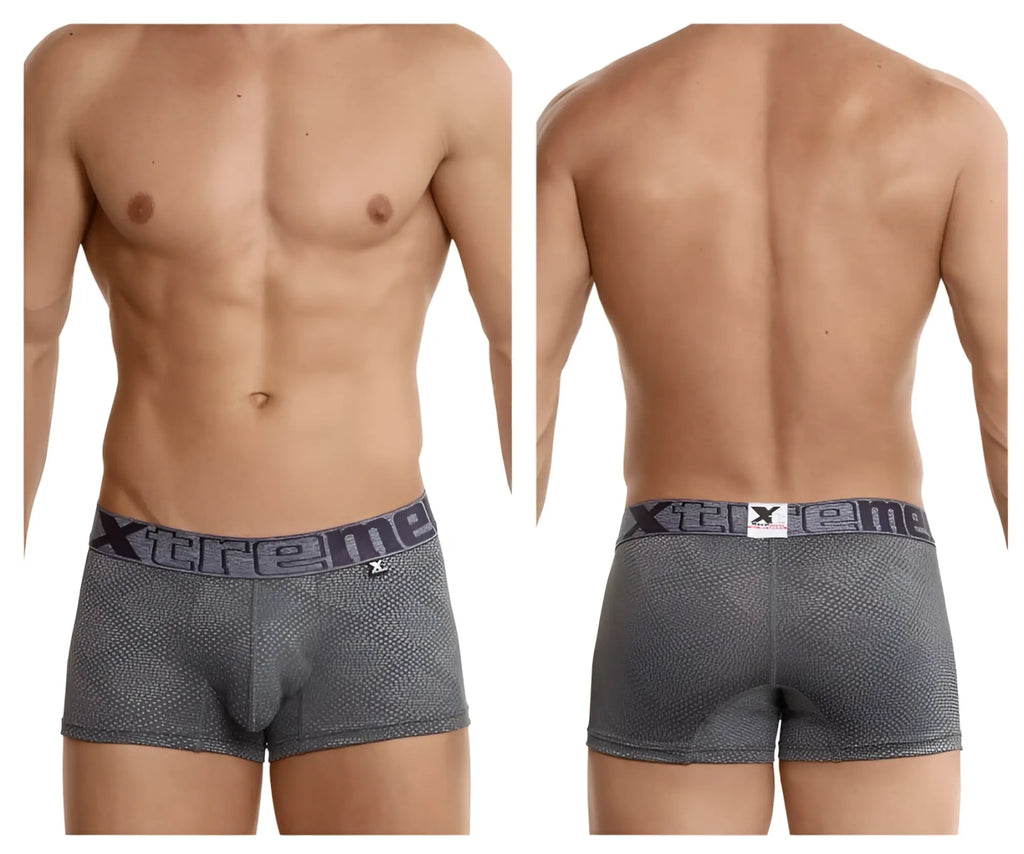 Gray patterned xtremen jacquard stripes boxer briefs with xtreme branded waistband for men