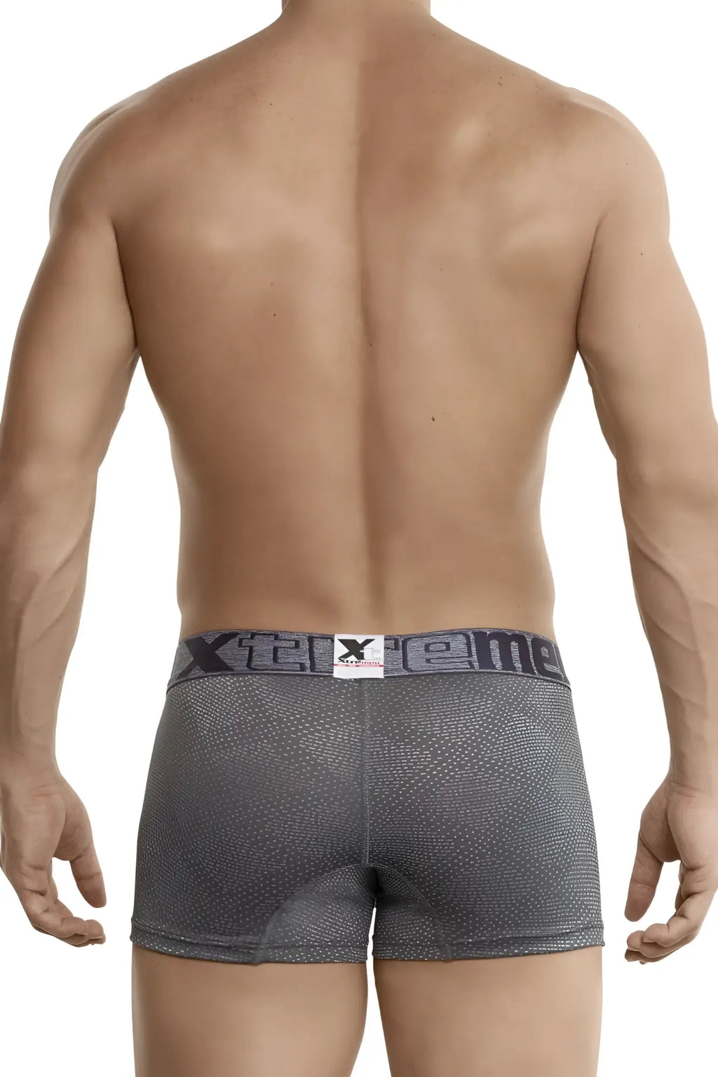 Gray textured jacquard stripes boxer briefs with a dark gray xtreme waistband for comfortable everyday wear
