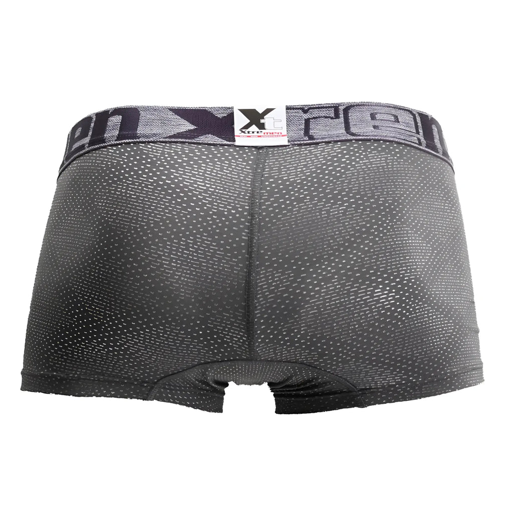Gray xtreme men’s boxer briefs with textured jacquard stripes fabric and elastic waistband featuring brand logo