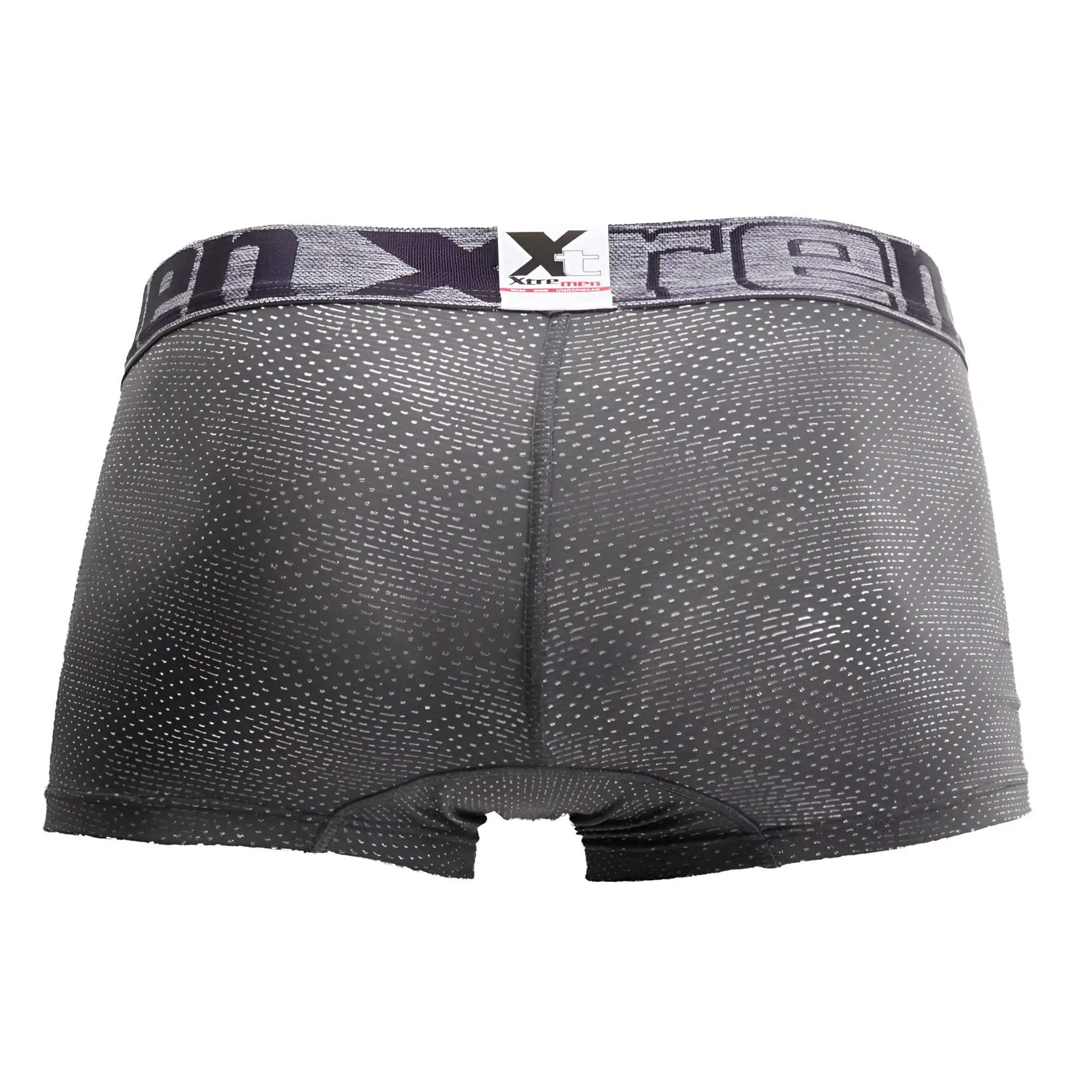 Gray xtreme men’s boxer briefs with textured jacquard stripes fabric and elastic waistband featuring brand logo