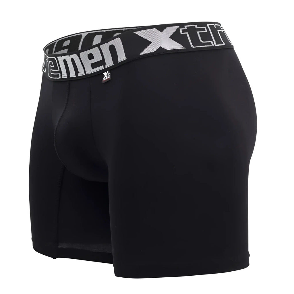 Black men’s boxer briefs with gray and white xtreme waistband logo xtremen 70001 plus for comfortable wear
