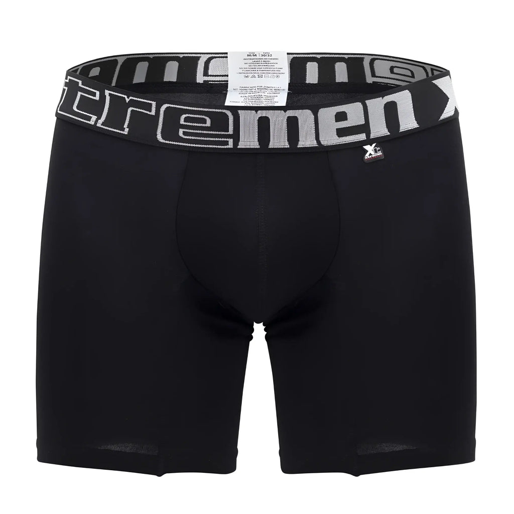Black men’s boxer briefs xtremen 70001 plus with gray and white xtremen waistband featuring brand logo