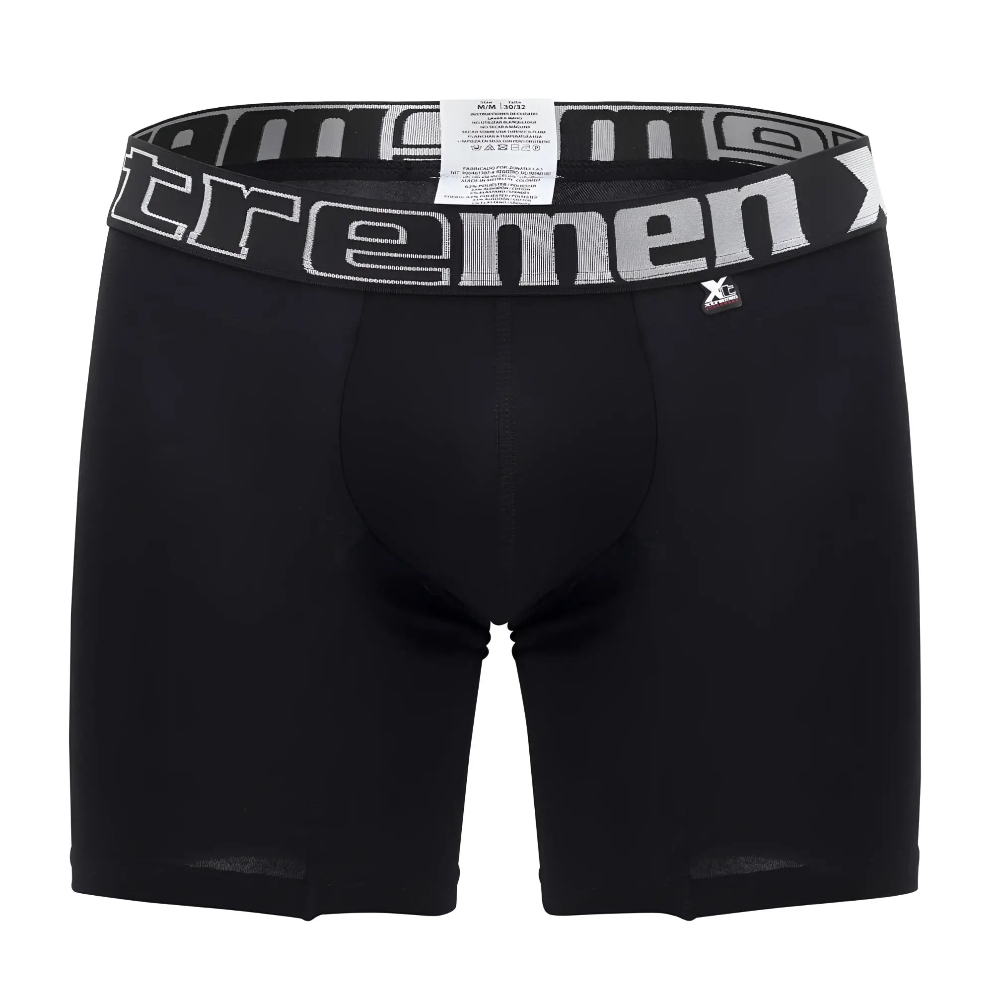 Black men’s boxer briefs xtremen 70001 plus with gray and white xtremen waistband featuring brand logo