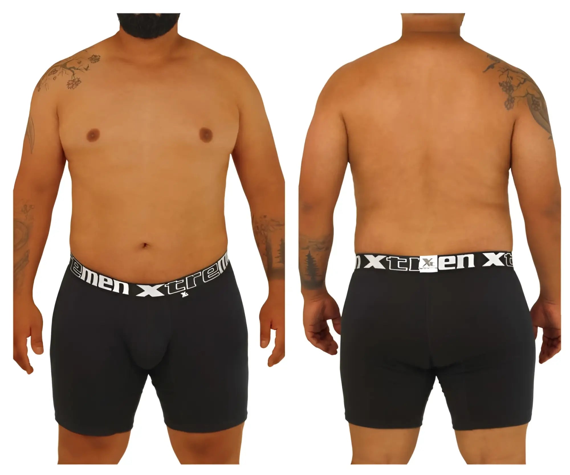 Black men’s boxer briefs with white elastic waistband branded xtremen 70001 plus for comfortable everyday wear