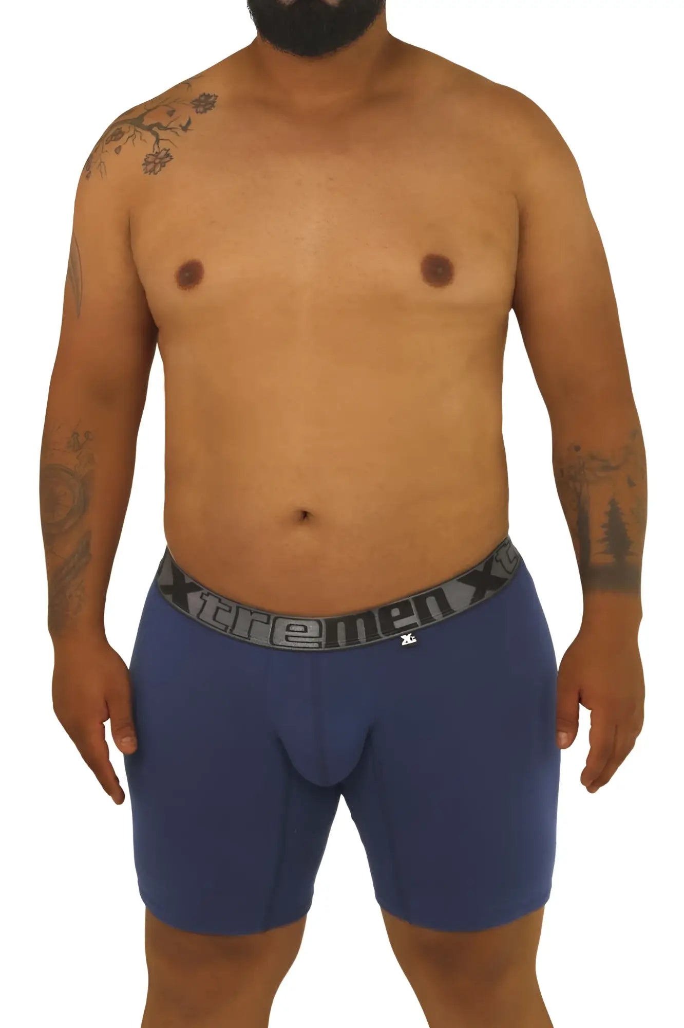 Blue xtremen 70001 plus men’s boxer briefs with gray elastic xtreme x waistband in xl size