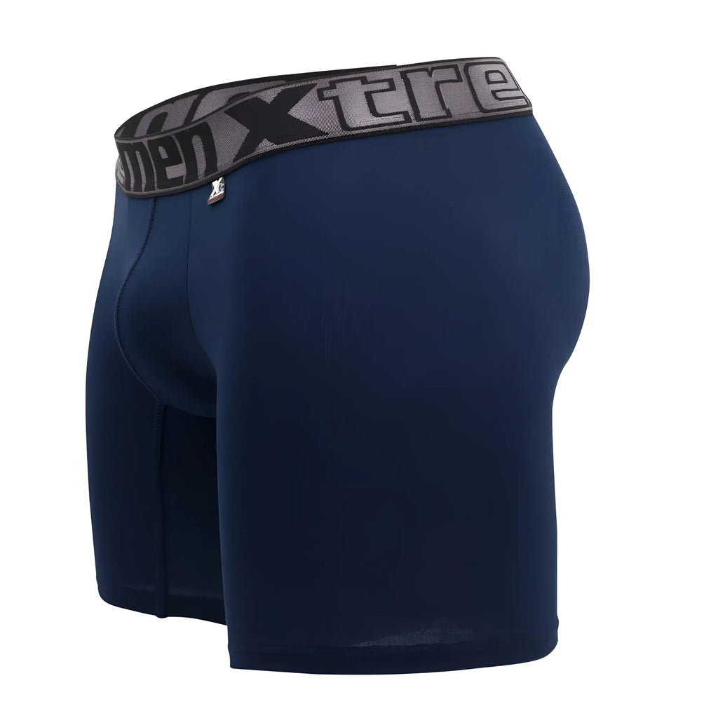 Navy blue menxtreme xtremen 70001 plus boxer briefs with gray and black elastic waistband for comfortable support