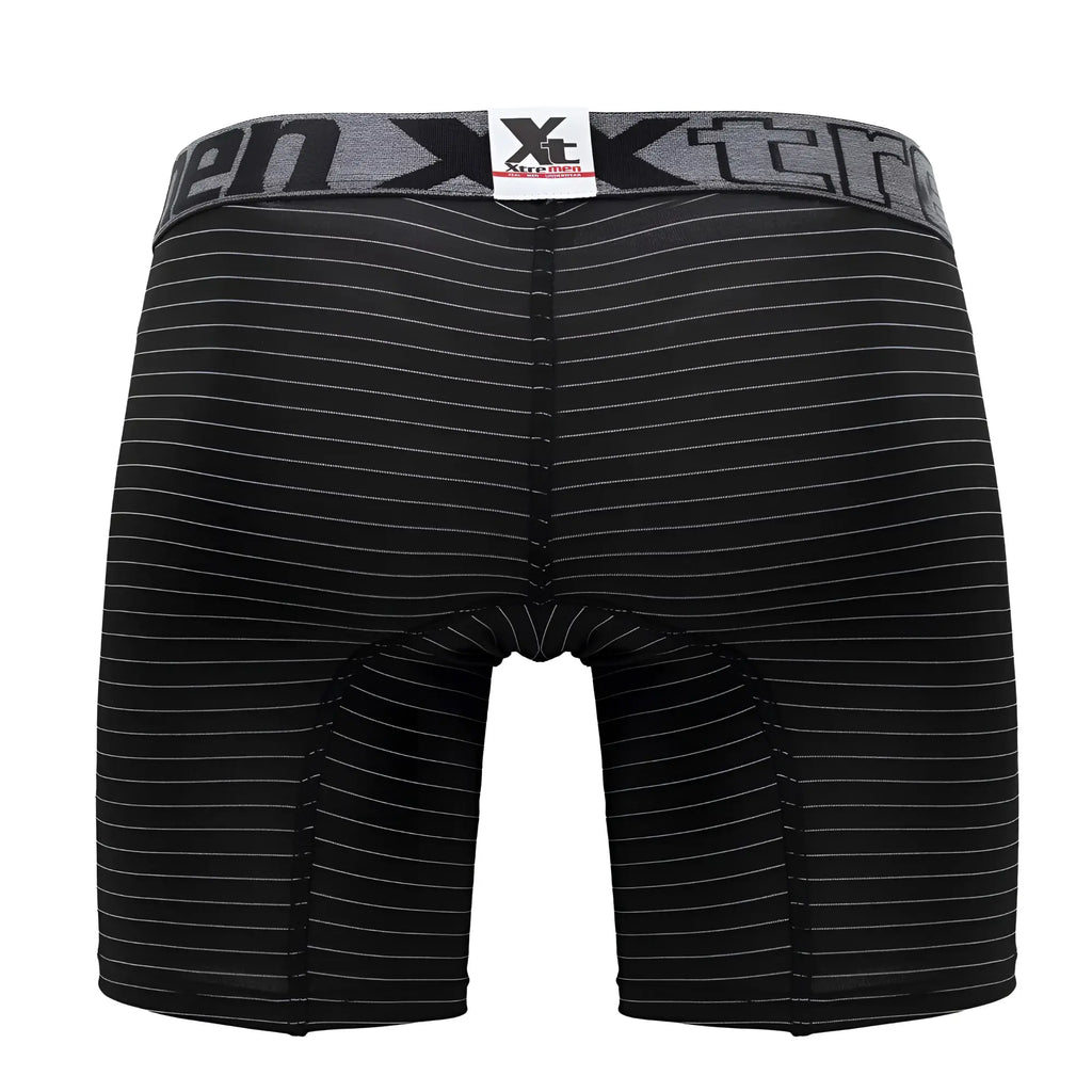Xtremen 70004 plus black and gray striped men’s boxer briefs with branded waistband for comfortable daily wear