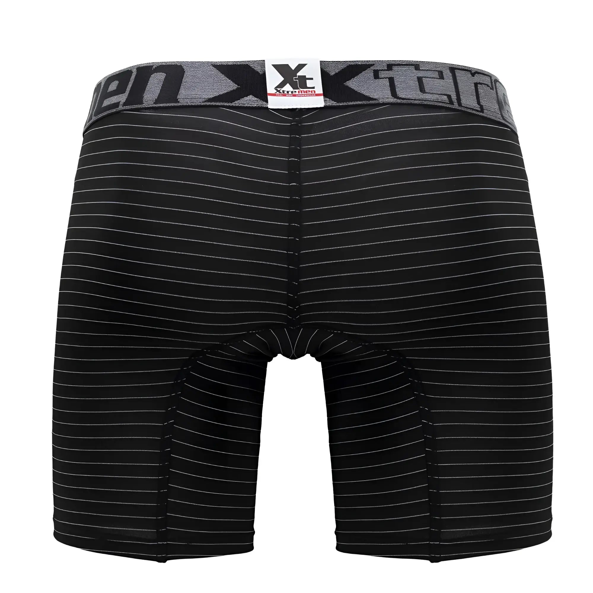 Xtremen 70004 plus black and gray striped men’s boxer briefs with branded waistband for comfortable daily wear