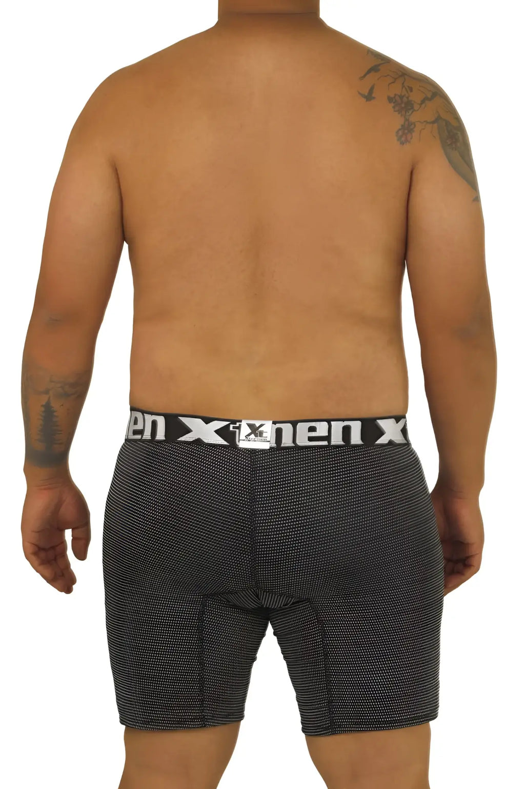 Black and white patterned men’s boxer briefs with branded waistband xtremen 70005 plus for comfort and style