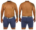 Blue patterned men’s boxer briefs with white xtreme elastic waistband from xtremen 70005 plus collection