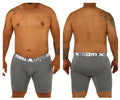 Gray textured men’s boxer briefs with white elastic waistband and xtreme brand logo from xtremen 70005 plus product