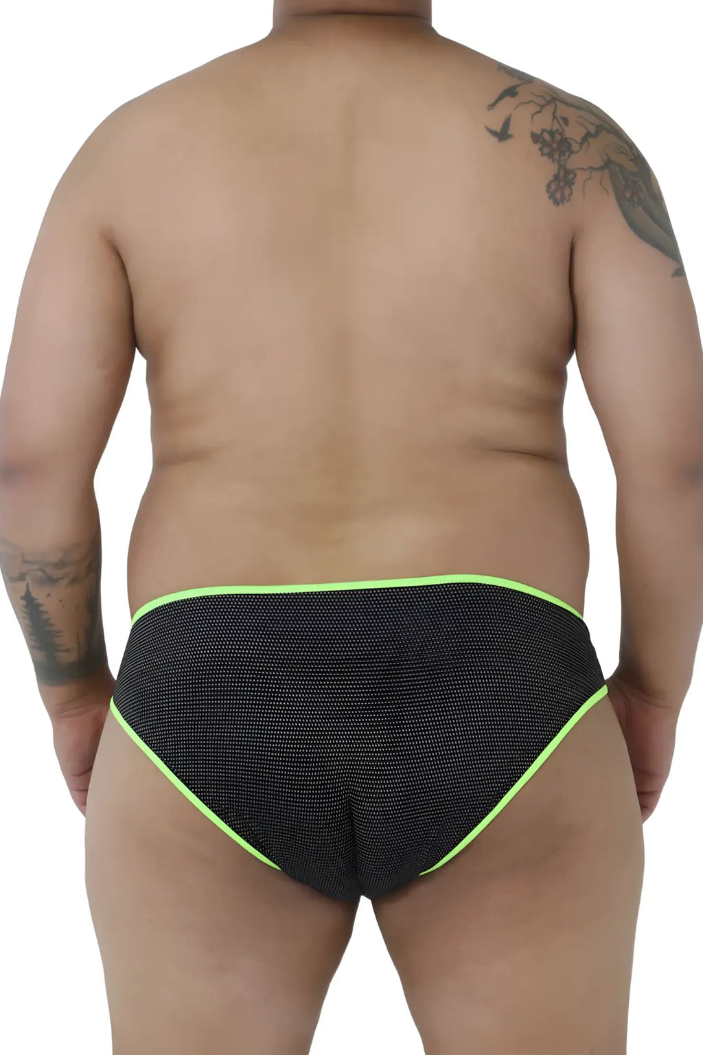 Black xtremen 91021x microfiber briefs with neon green trim and mesh fabric for breathable comfort