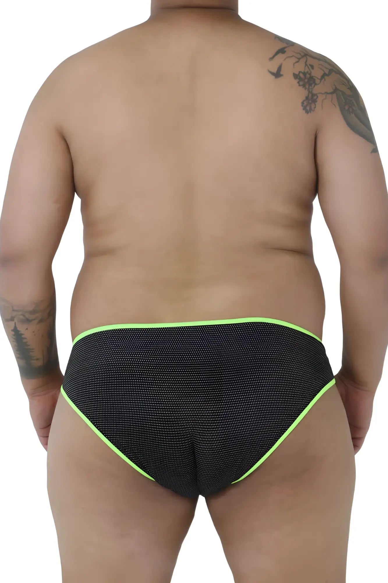 Black xtremen 91021x microfiber briefs with neon green trim and mesh fabric for breathable comfort
