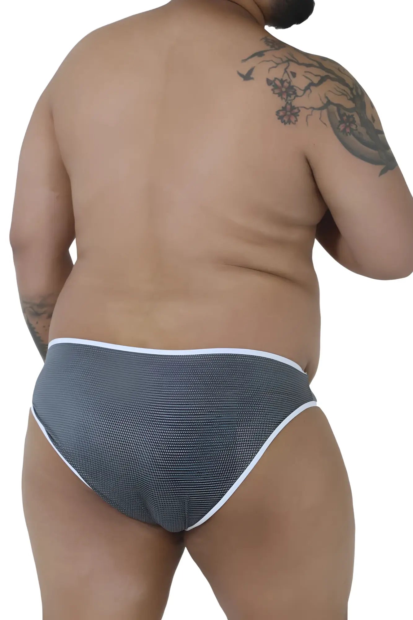 Xtremen 91021x gray microfiber briefs with white trim featuring a soft textured fabric for comfortable wear