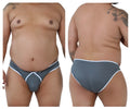 Xtremen 91021x gray microfiber briefs with white trim and v-shaped front design providing comfortable support