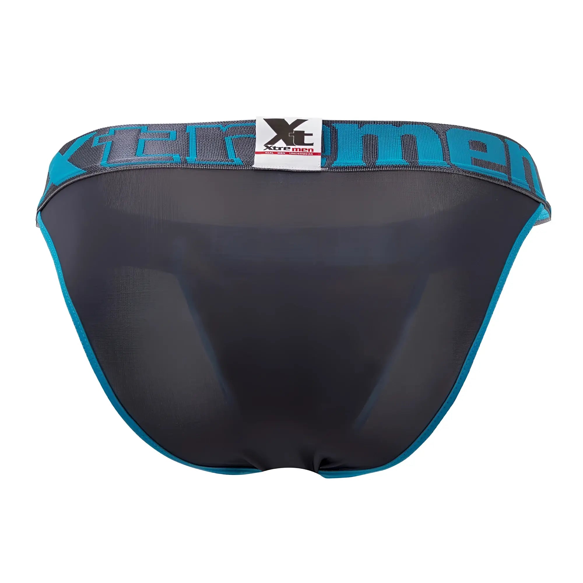 Xtremen 91057x-3 3pk bikini men’s briefs in black and teal with mesh interior and elastic waistband