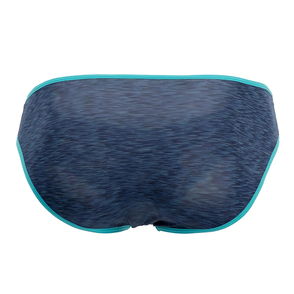Xtremen 91074 microfiber briefs in dark blue with blue heathered fabric and contrasting teal trim for athletic use