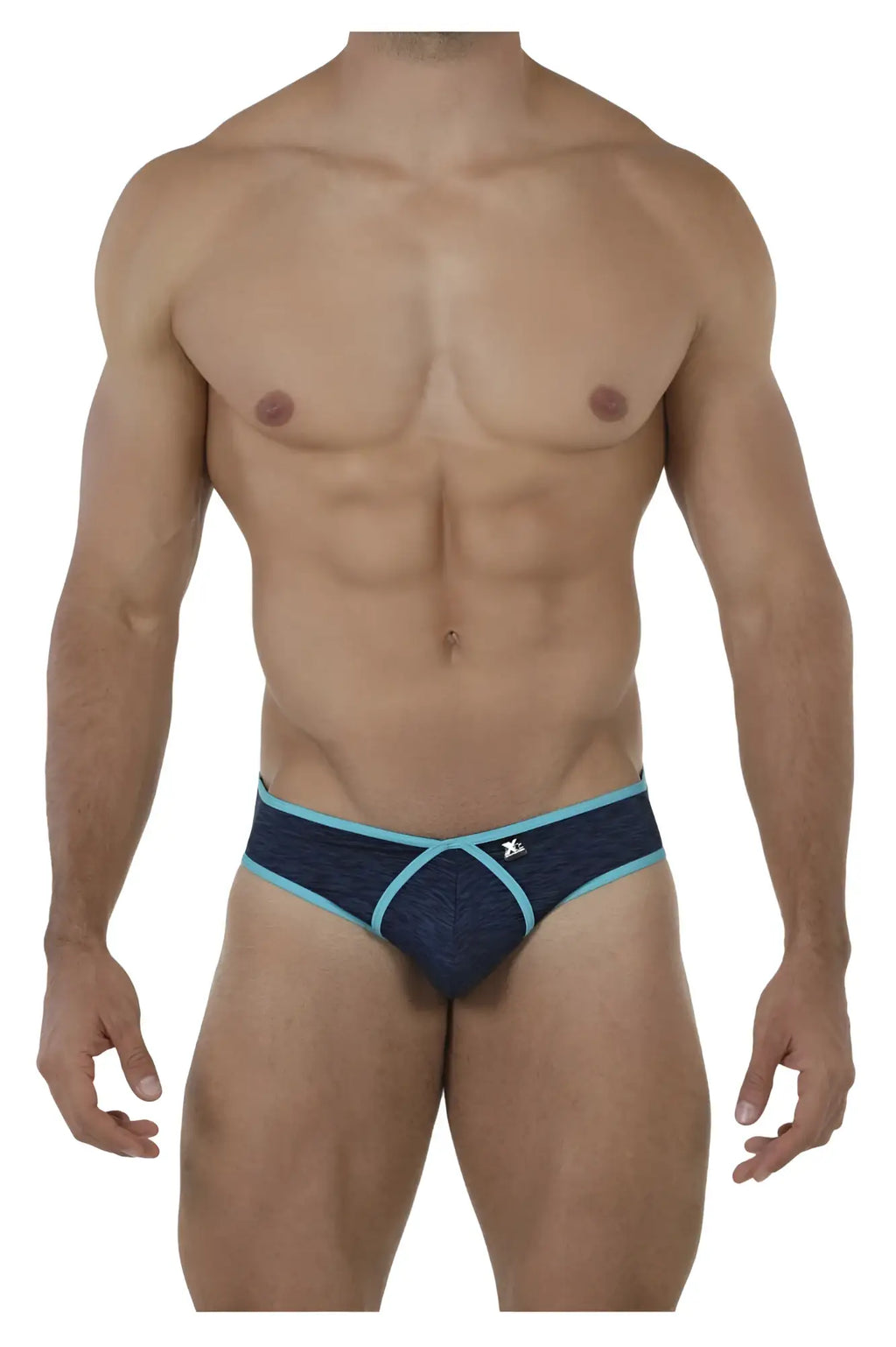 Xtremen 91074 microfiber briefs in dark blue feature a navy and light blue pattern with a subtle textured design