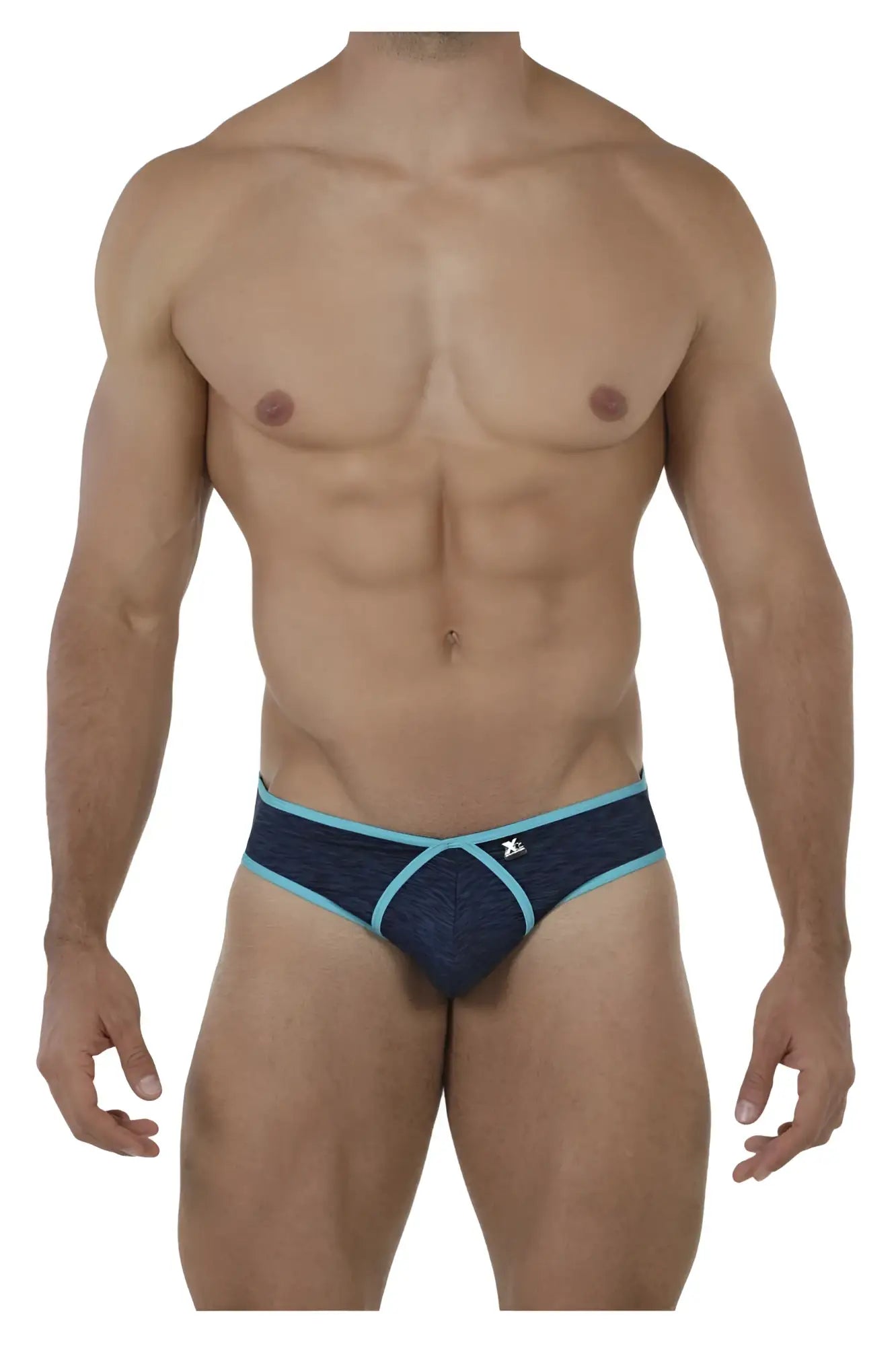Xtremen 91074 microfiber briefs in dark blue feature a navy and light blue pattern with a subtle textured design