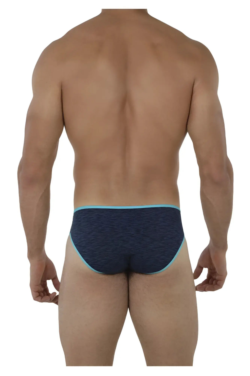 Dark blue Xtremen 91074 microfiber briefs with a light blue trim featuring a textured design
