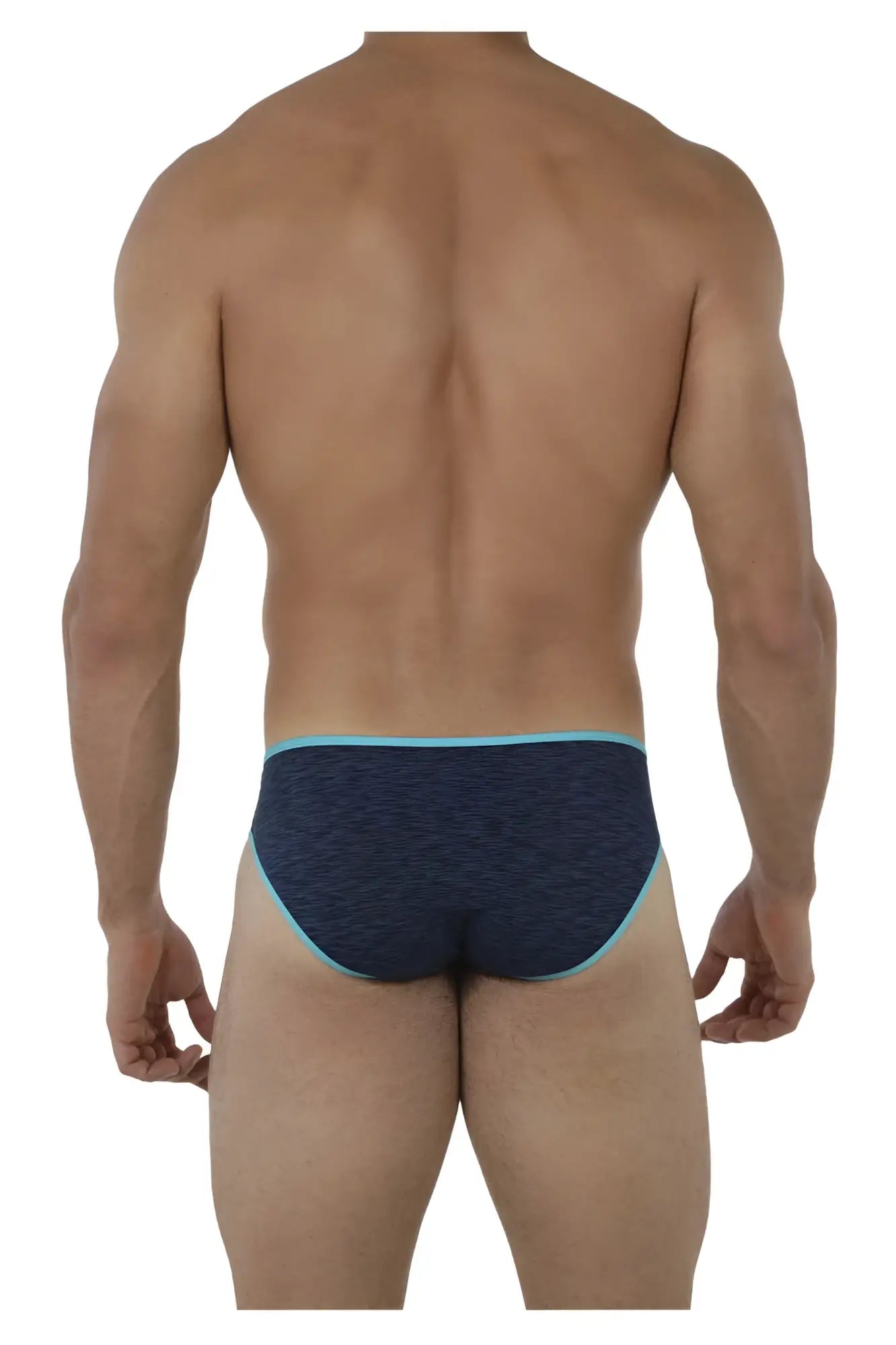 Dark blue Xtremen 91074 microfiber briefs with a light blue trim featuring a textured design