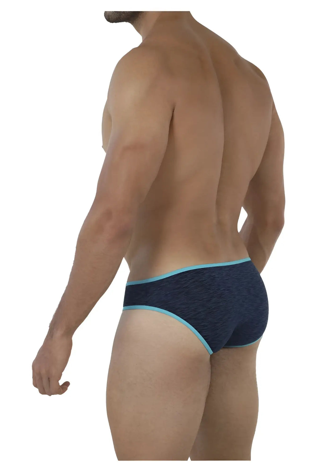 Dark blue xtremen 91074 microfiber men’s briefs with light blue trim featuring textured fabric design