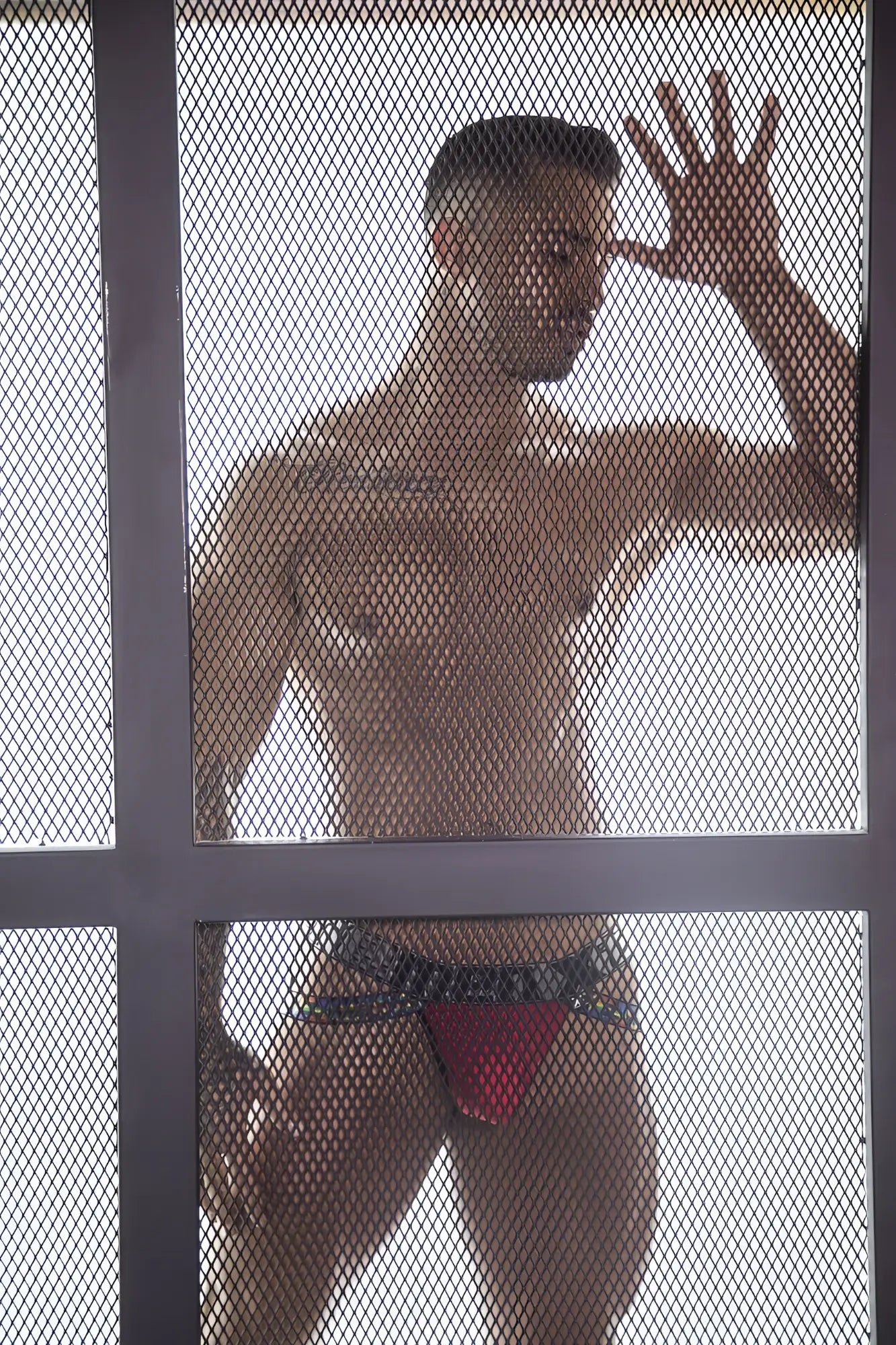 Red xtremen 91084 microfiber pride jockstrap briefs with black patterned waistband for support and comfort