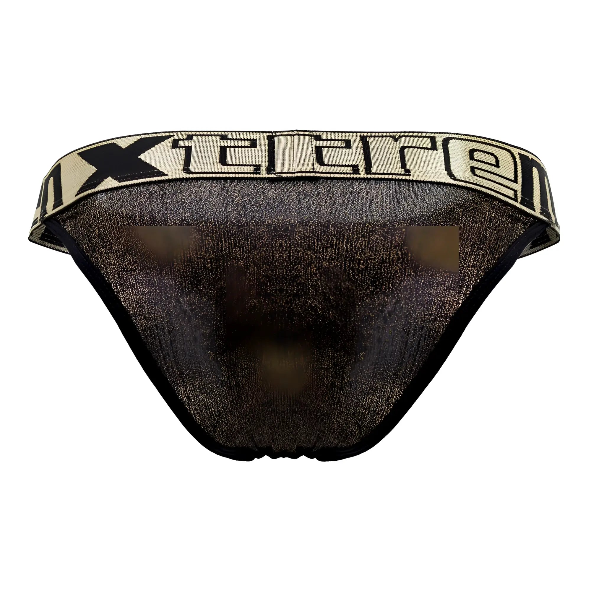 Black and gold metallic mesh microfiber bikini briefs with beige elastic xtreme logo waistband by Xtremen 91089X Frice