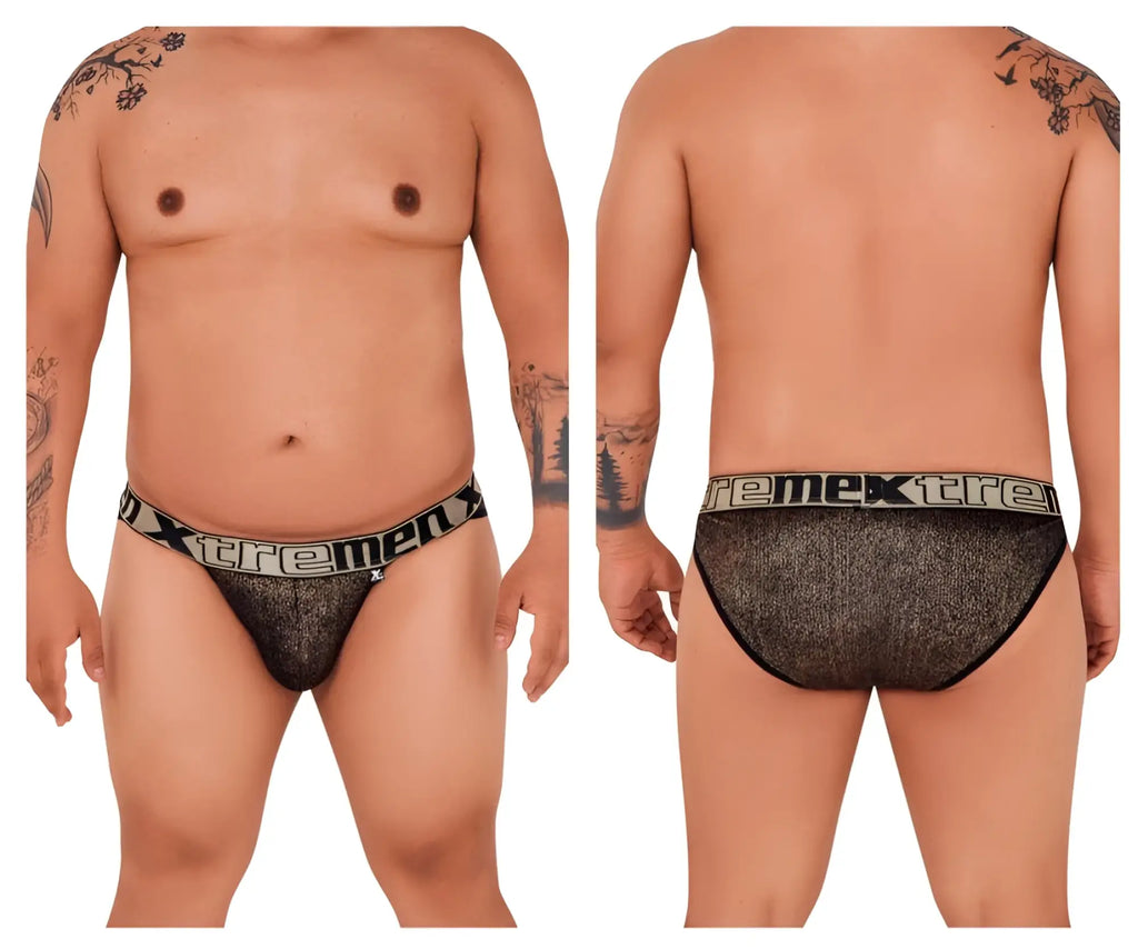 Black xtremen 91089x frice microfiber bikini briefs with black and white xtreme elastic waistband