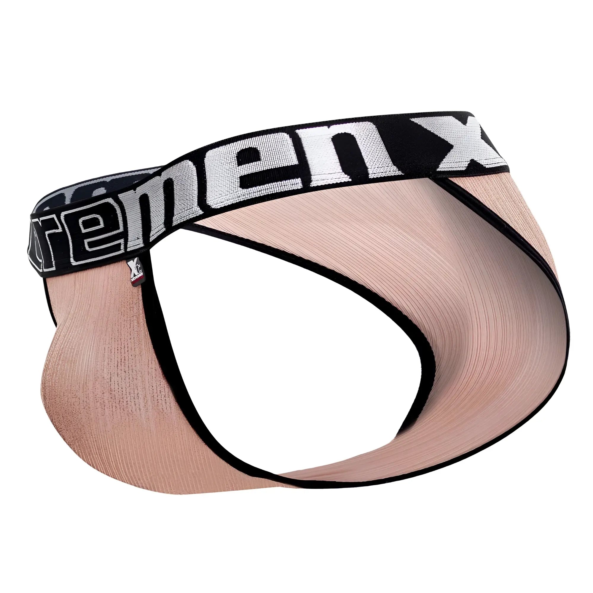 Beige microfiber briefs with black elastic waistband and extreme x logo in white from xtremen 91089x frice bikini pink