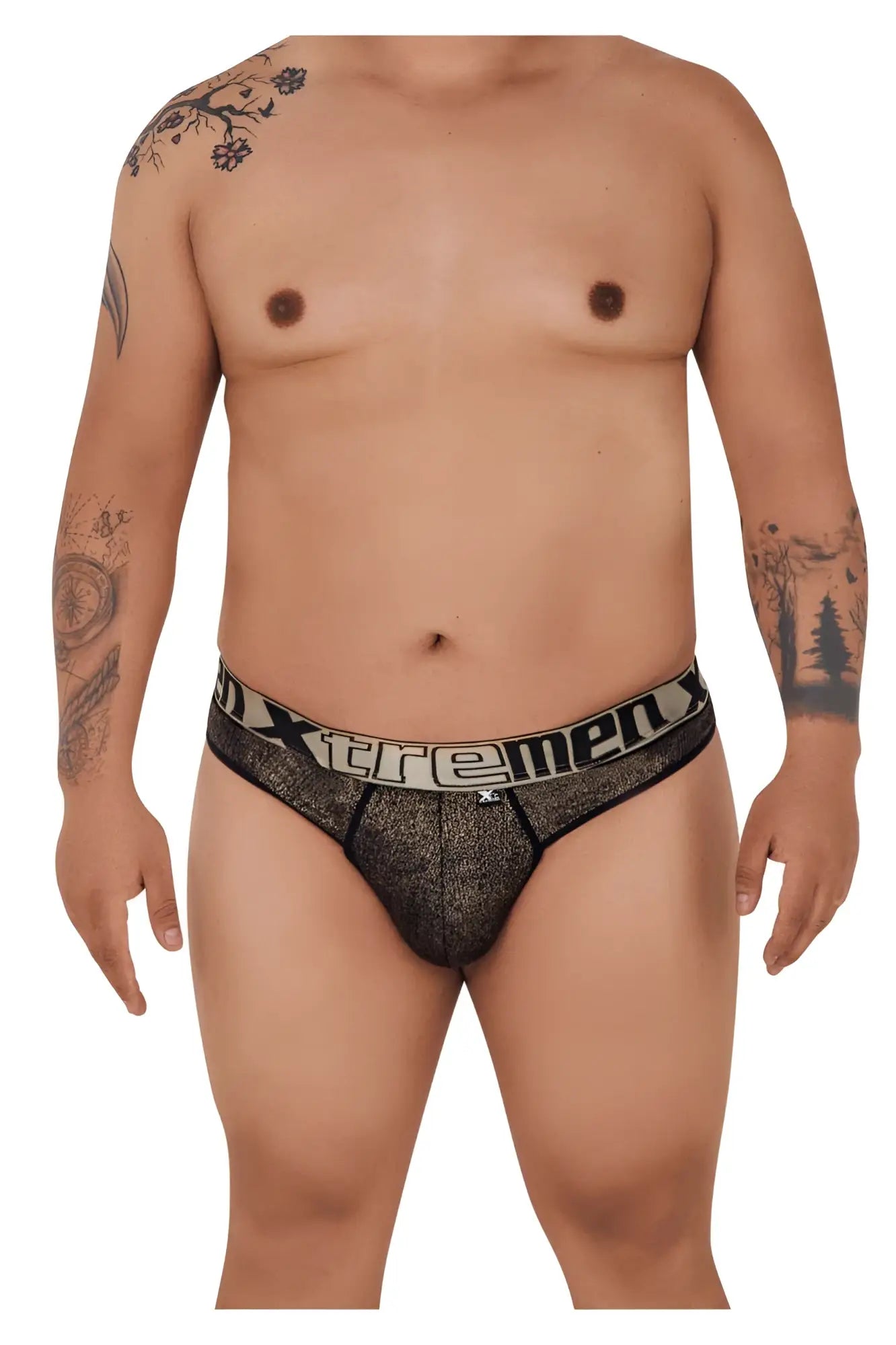 Black textured mens microfiber briefs with white xtremenx waistband logo for comfortable everyday wear