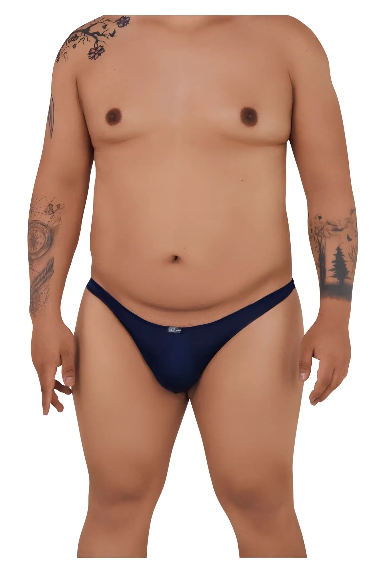 Navy blue microfiber bikini briefs with small logo on left hipband xtremen 91093x dark blue color