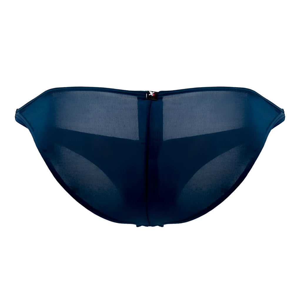 Dark blue sheer mesh microfiber bikini bottom with central zipper closure xtremen 91093x color petrol