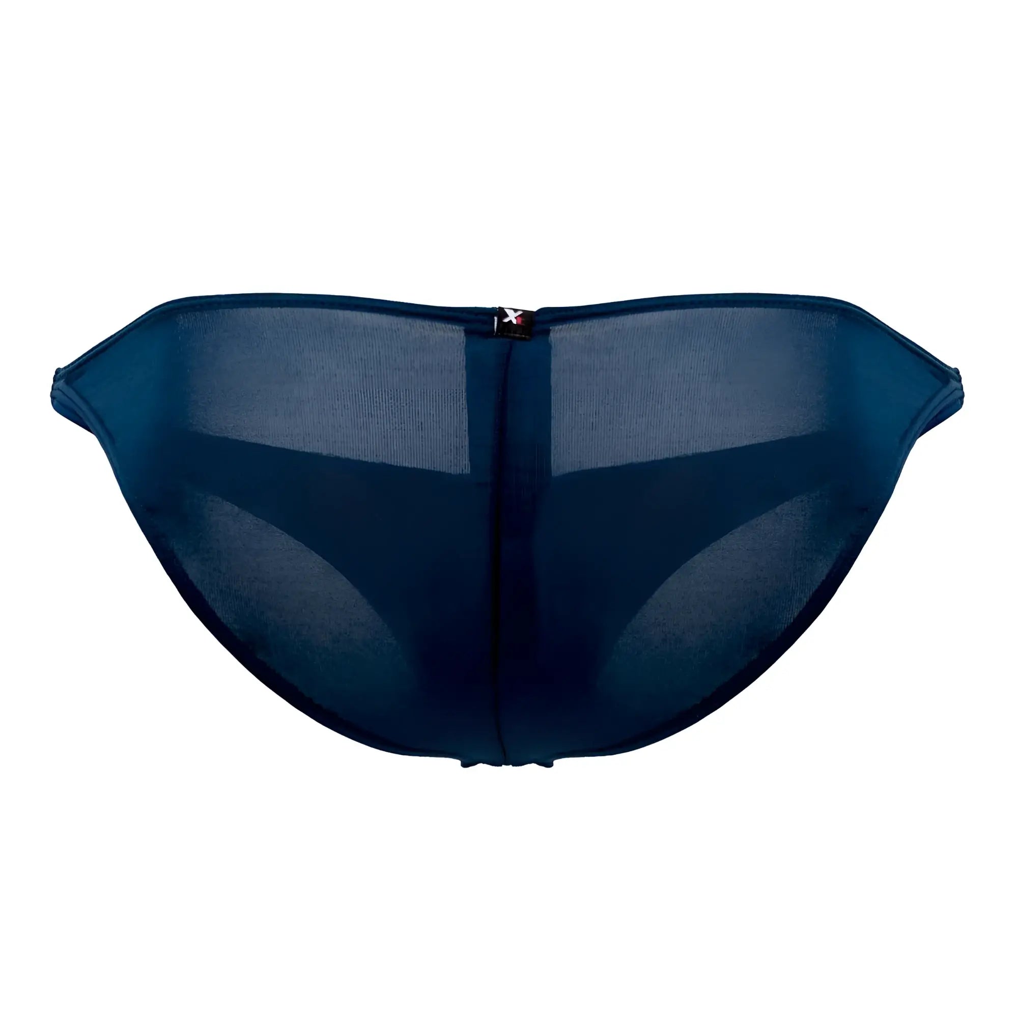 Dark blue sheer mesh microfiber bikini bottom with central zipper closure xtremen 91093x color petrol