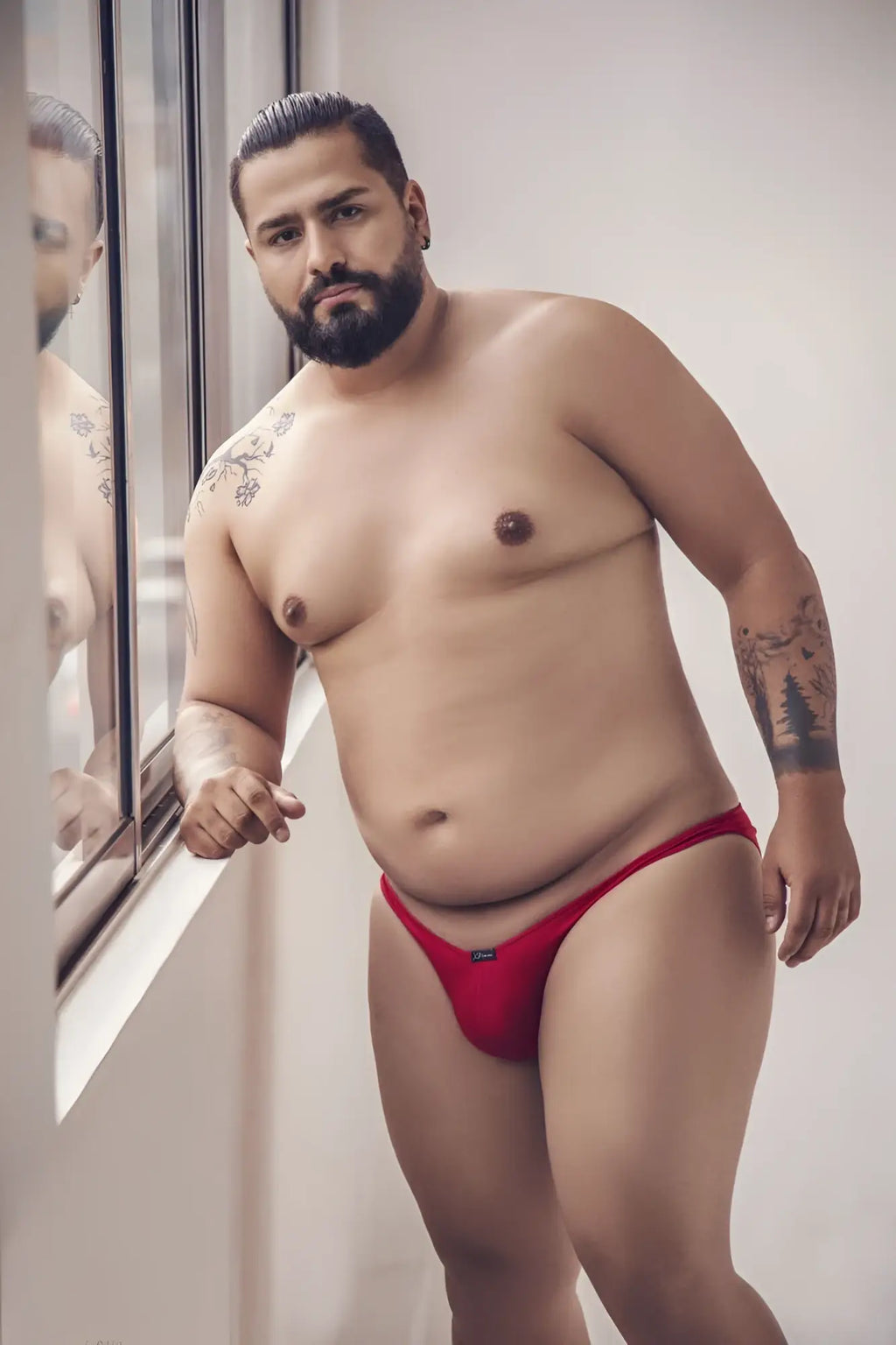Xtremen 91093x microfiber bikini men’s briefs in red with a small black logo on the left hip