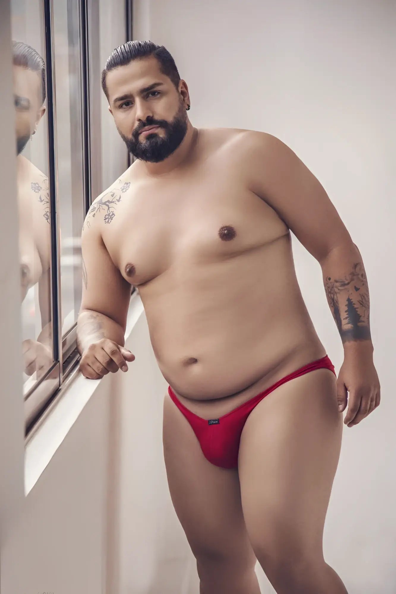Xtremen 91093x microfiber bikini men’s briefs in red with a small black logo on the left hip