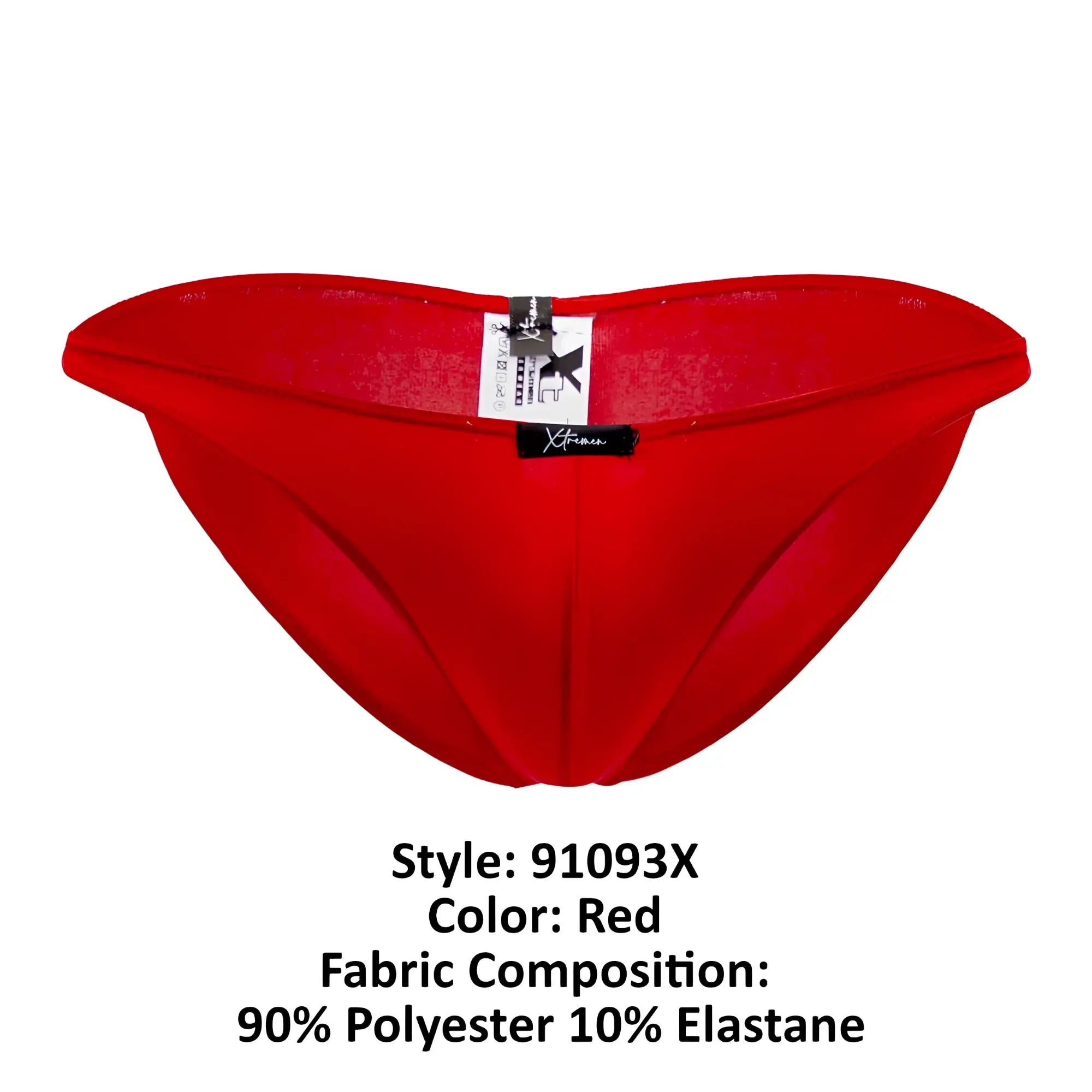 Red xtremen 91093x microfiber bikini swim trunks made of 90% polyester and 10% elastane in a form-fitting design