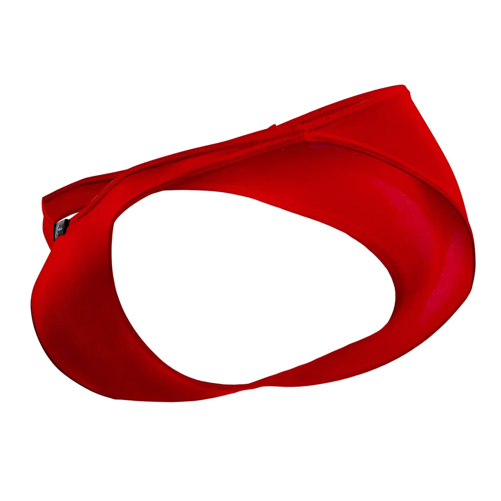 Vibrant red xtremen 91093x microfiber bikini swim trunks with sleek contoured design and smooth fabric finish