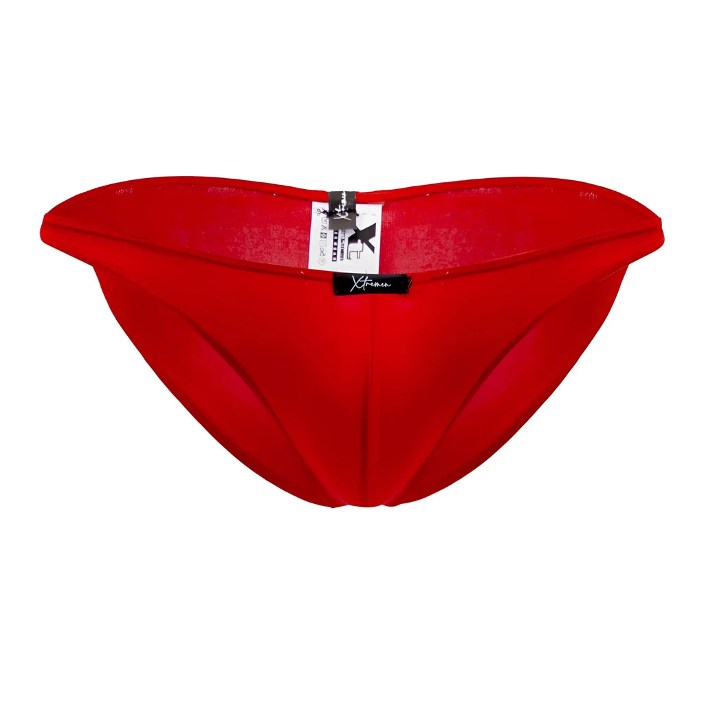 Red xtracore xtremen 91093x microfiber bikini briefs in red with a smooth form-fitting design