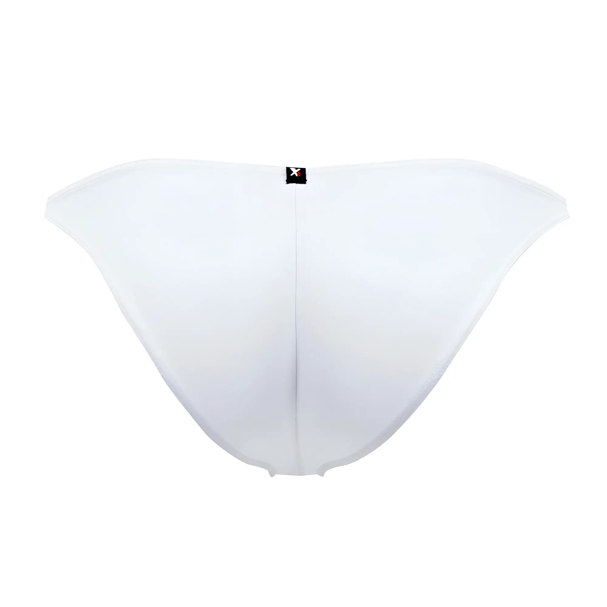 White xtremen 91093x microfiber bikini briefs back side with minimalist design and small black logo