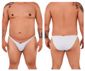 White microfiber thong briefs xtremen 91093x with minimalist design and subtle branding on waistband front view