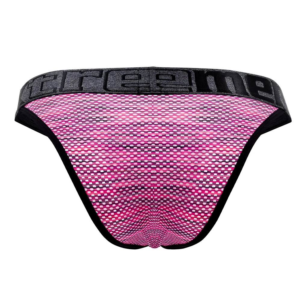 Xtremen 91098x pink microfiber mesh bikini briefs with black trim and gray treeme logo waistband