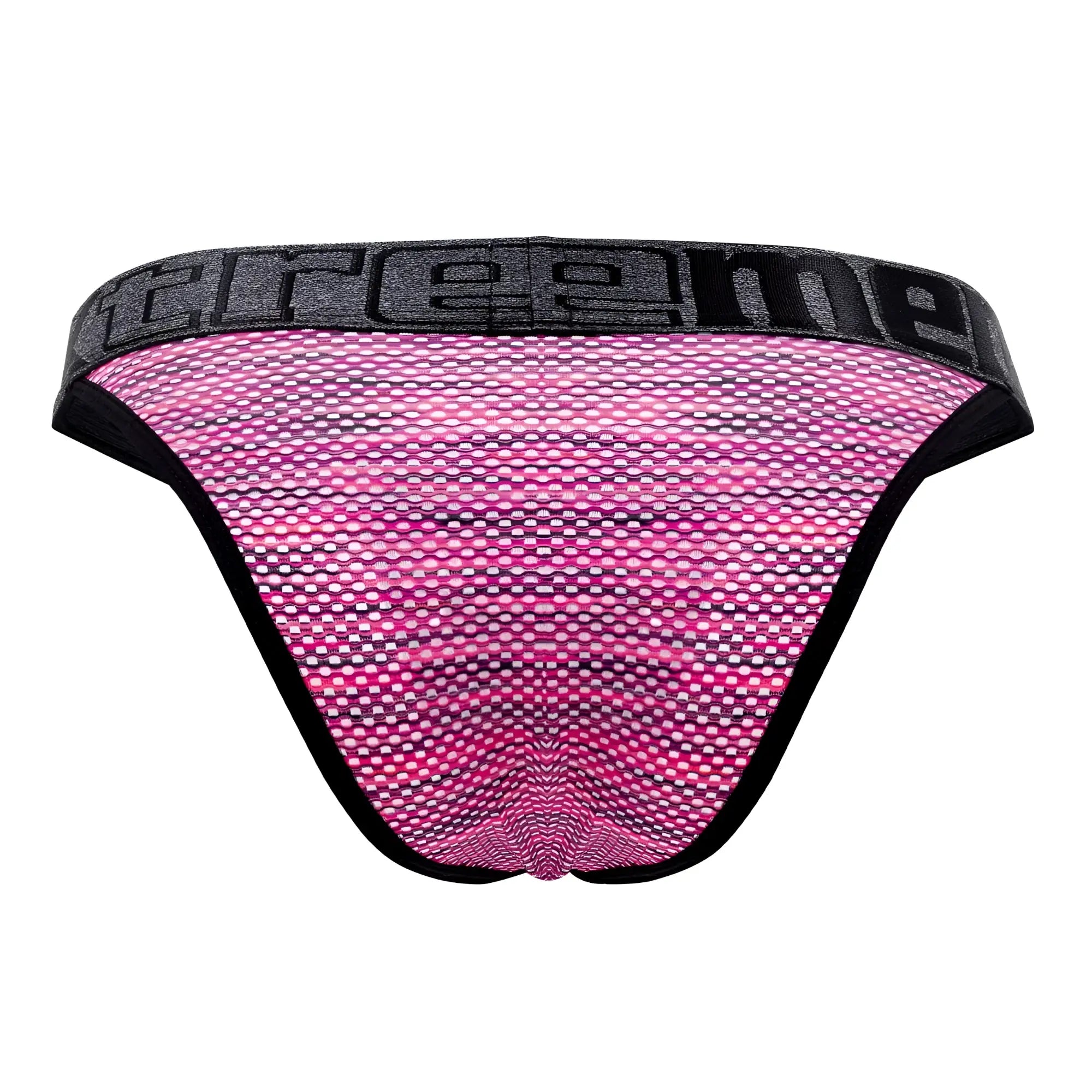 Xtremen 91098x pink microfiber mesh bikini briefs with black trim and gray treeme logo waistband