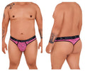 Xtremen 91100X pink microfiber mesh men’s briefs with black pattern and branded waistband visible from the front
