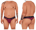 Pink and black mesh men’s briefs with bold patterned design made from microfiber mesh in xtremen 91100x red color