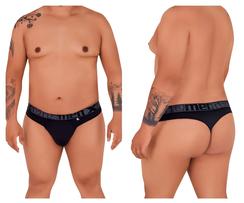 Black Xtremen 91101X microfiber briefs with gray logo band and X emblem on the front