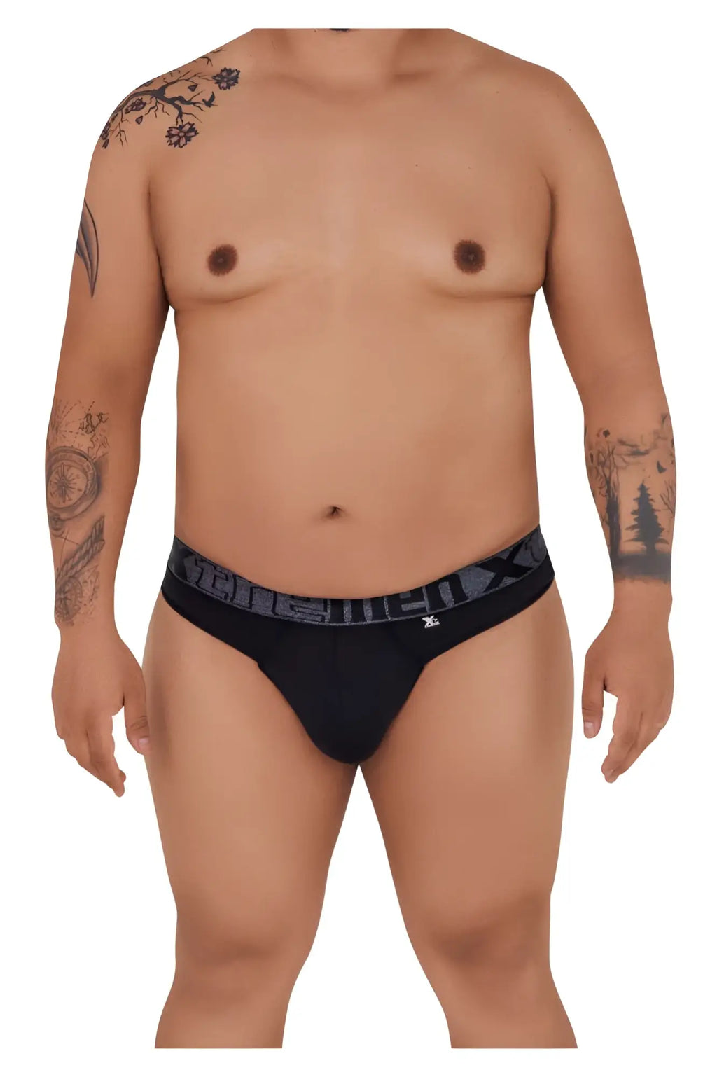 Black xtremen 91101x microfiber briefs with gray patterned menx waistband and xl size indicator