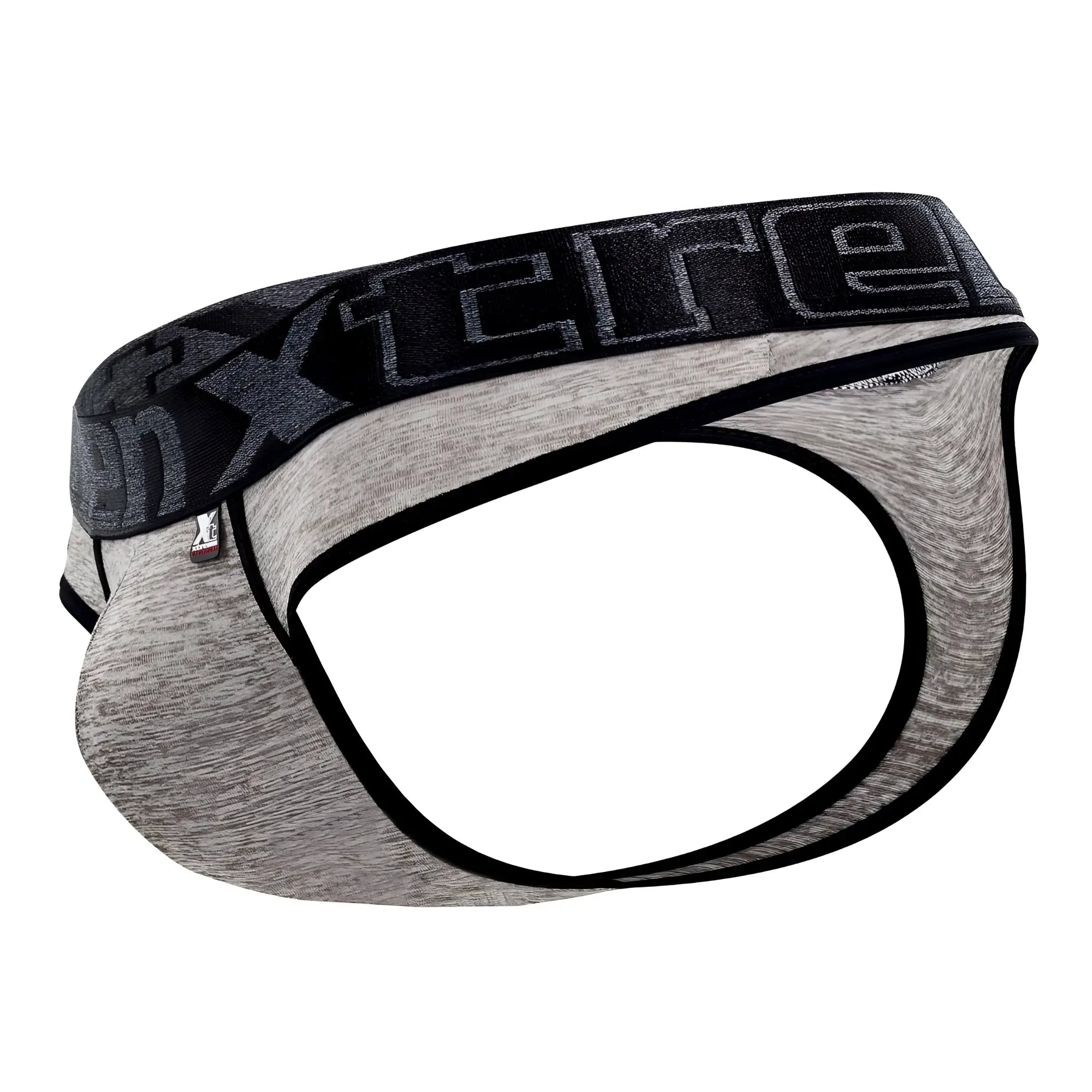Gray heathered xtremen 91101x microfiber briefs with black waistband and gray xtreme logo in jasper gray color